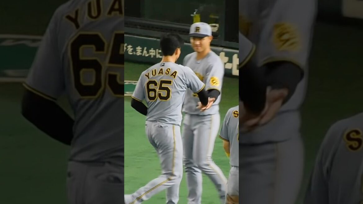 【デカすぎる回跨ぎ】2回を無失点に抑えベンチに迎えられる湯浅京己