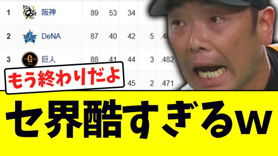 セリーグ順位表、セ界酷すぎるwwww セリーグ順位表、セ界酷すぎるwwww