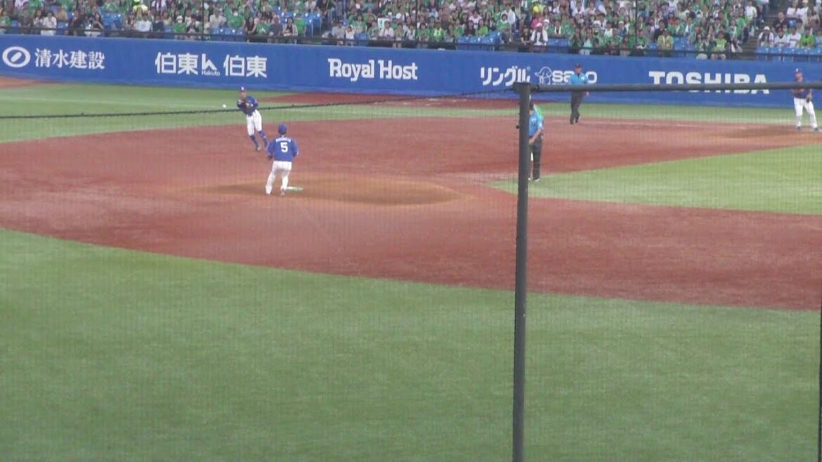 中日 田中幹也のキャッチによる、463のダブルプレー　ヤクルト vs 中日　2025年7月26日(土)　神宮球場