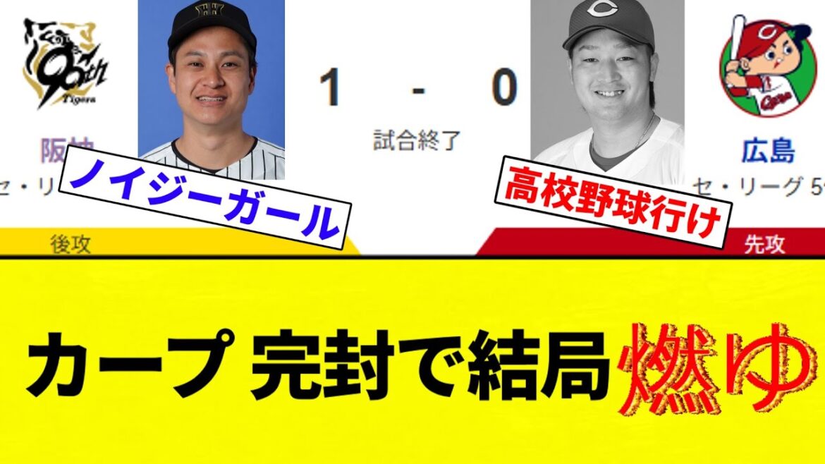 【家族 解散】カープ 完封で結局燃ゆ【プロ野球反応集】【2chスレ】【なんG】