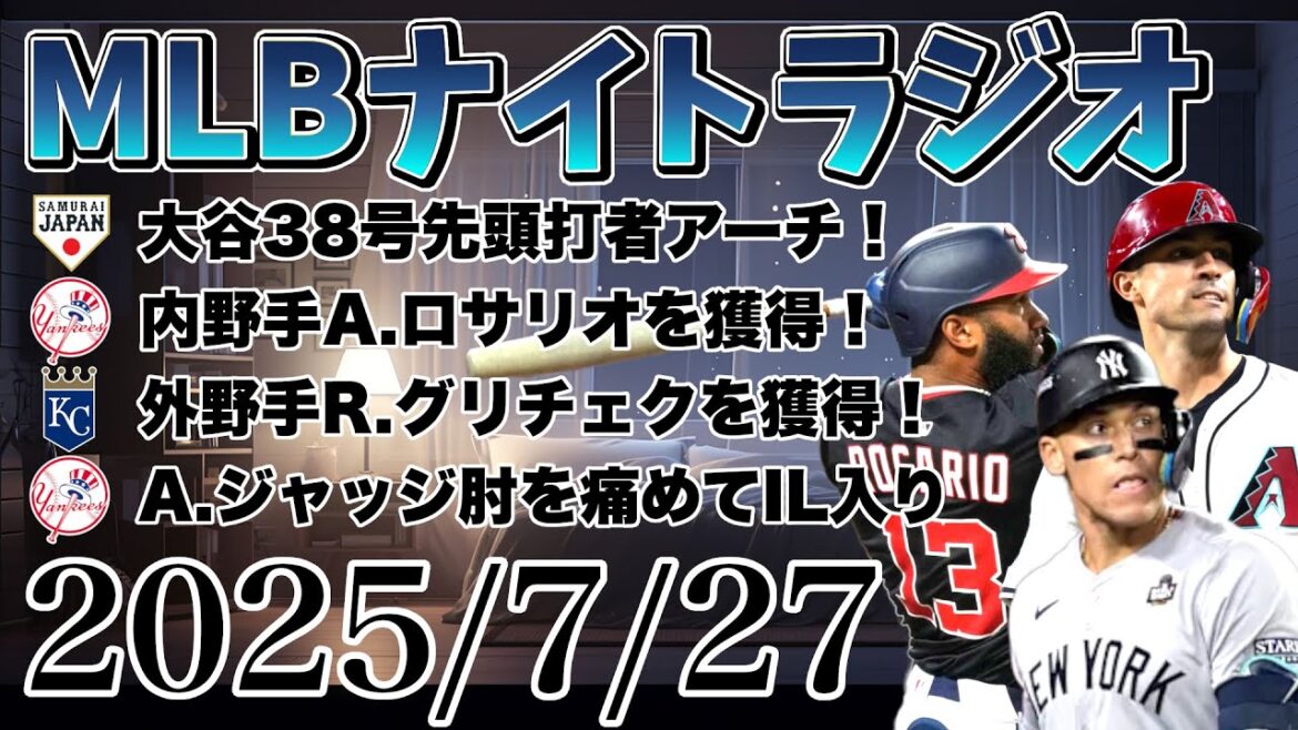 【MLBナイトラジオ#185】ヤンキースがロサリオ獲得、ロイヤルズがグリチェク獲得、ジャッジが肘を怪我、ドノバンへの興味、NL西地区振り返りなど #mlb #メジャーリーグ #大谷翔平 #鈴木誠也