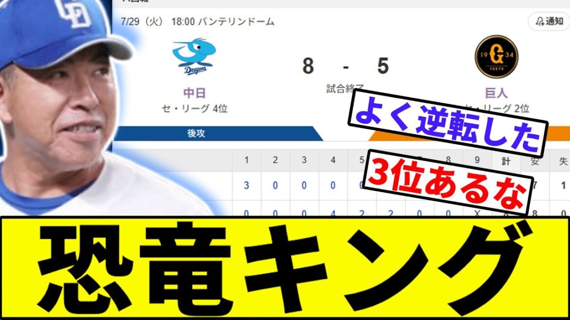 【尾田清水の呪い、解ける】中日、打撃のチームへ【なんJ反応】【なんG反応】【プロ野球反応集】【2chスレ】【5chスレ】【巨人】【阪神】【中日】【横浜】【ヤクルト】【カープ】【尾田】
