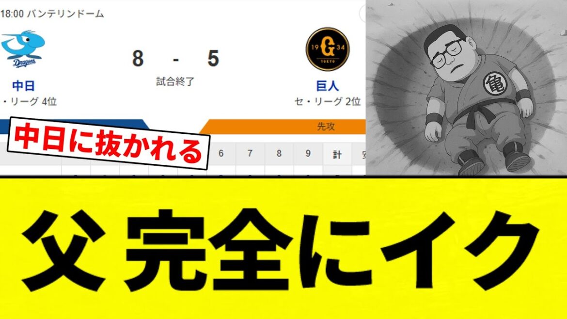 【ぶりぶり負け】巨人 中日に逆転ぶりぶり負け【プロ野球反応集】【2chスレ】【なんG】