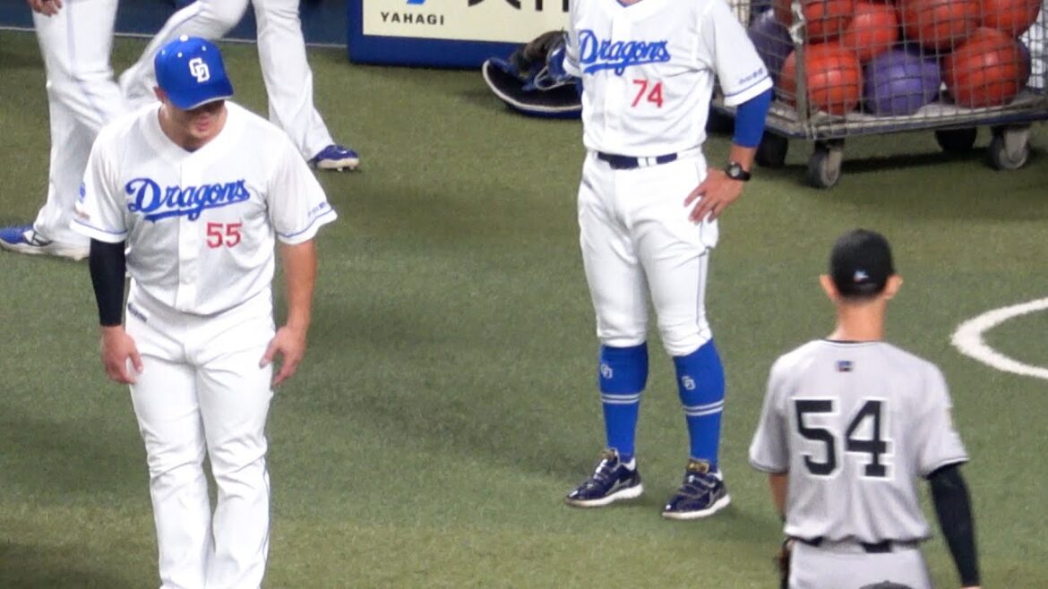 2025 【中日ドラゴンズ】細川成也アップ中に乙坂智に気付いて姿勢を正して挨拶 現地映像