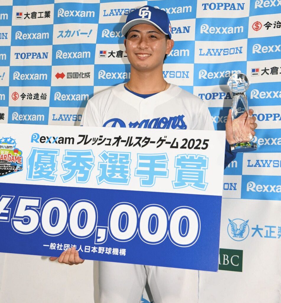 【フレッシュオールスター】中日・吉田聖弥、1イニング3者三振で優秀選手賞を受賞 球速不足に悩んだ前半…「この舞台で殻を破れたら」(中日スポーツ) – Yahoo!ニュース – Yahoo!ニュース 【フレッシュオールスター】中日・吉田聖弥、1イニング3者三振で優秀選手賞を受賞 球速不足に悩んだ前半…「この舞台で殻を破れたら」(中日スポーツ) - Yahoo!ニュース - Yahoo!ニュース