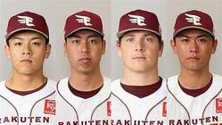 左から中込陽翔投手、宮森智志投手、ハワード投手、柴田大地投手