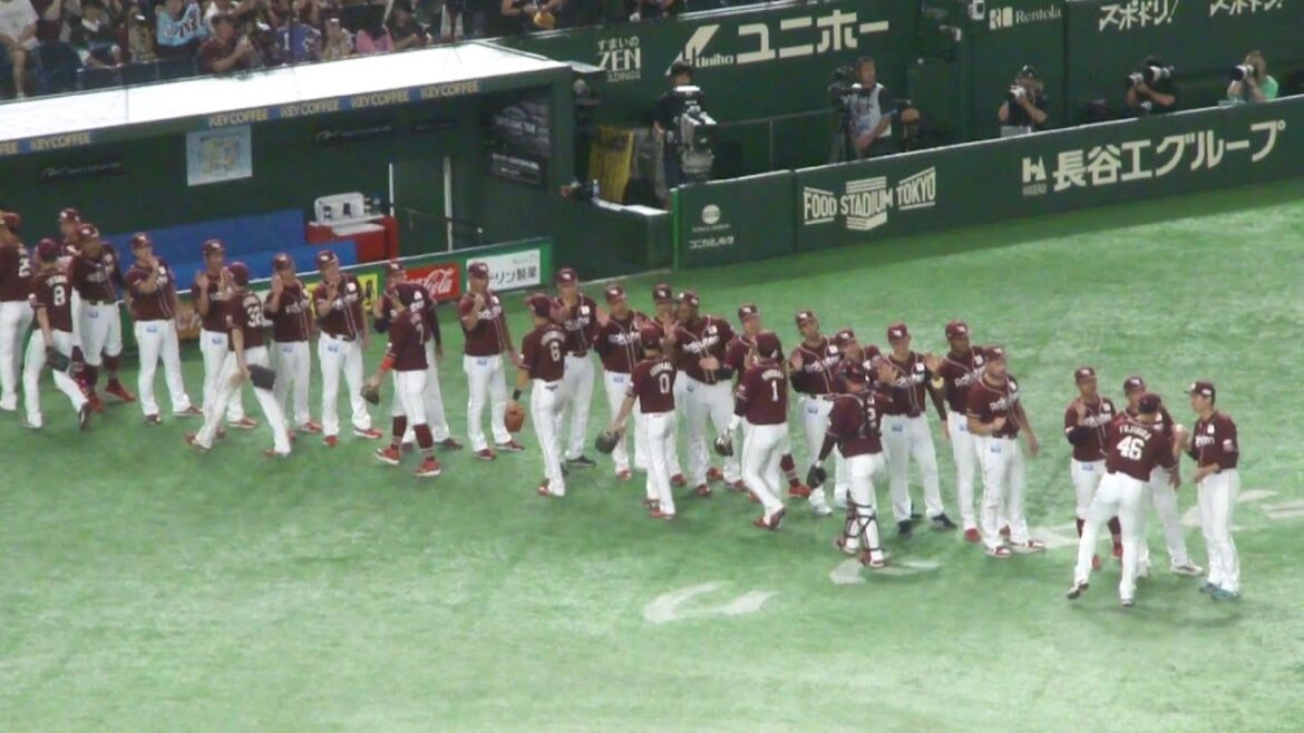 東北楽天ゴールデンイーグルス 藤平尚真が寺地隆成をセカンドゴロに打ち取り試合終了　ロッテ 5 - 6 楽天　2025年7月31日(木)　東京ドーム