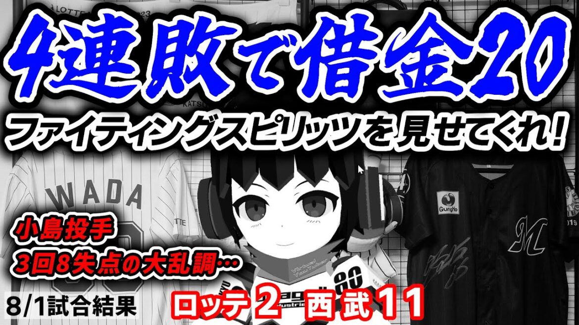 4連敗で借金は今季最多の20…千葉ロッテマリーンズ戦士達‼今こそファイティンブスピリッツを見せてくれ‼ 4連敗で借金は今季最多の20…千葉ロッテマリーンズ戦士達‼今こそファイティンブスピリッツを見せてくれ‼