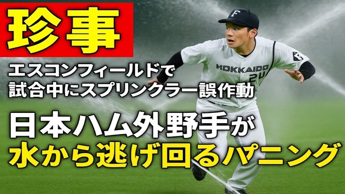 【珍事】エスコン開業以来初　試合中にスプリンクラーが誤作動…放水に左翼の水谷瞬逃げる