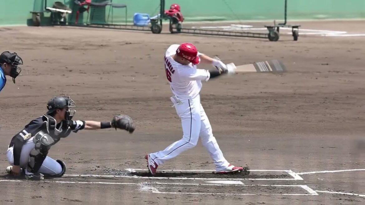 カープ 中村奨成選手 右肩のけがから約2週間ぶりに由宇にて実戦復帰⚾3打数2安打❗👍