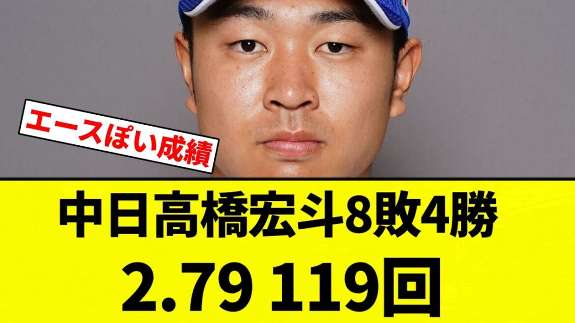 【なんか変だな】中日高橋宏斗8敗4勝2.79 119回【プロ野球反応集】【2chスレ】【なんG】