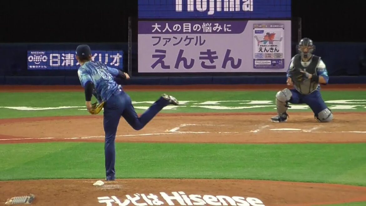 2025年7月29日 東京ヤクルト戦・中川 颯 投手の準備投球（ボールデッド中）