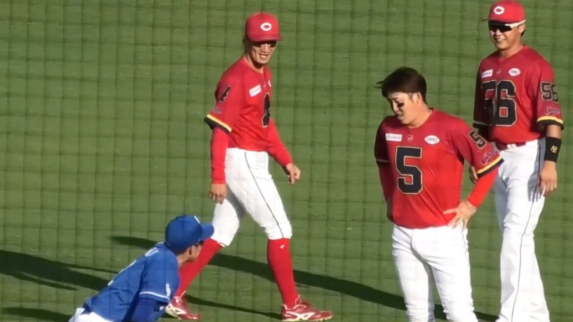 中日田中幹也が久保修、小園海斗らと談笑！広島東洋カープvs中日ドラゴンズ 2025年8月3日