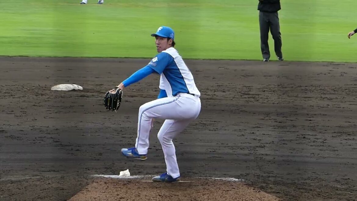 2025年5月27日 イースタンリーグ 北海道日本ハム・清宮 虎太郎 投手の準備投球（ボールデッド中)