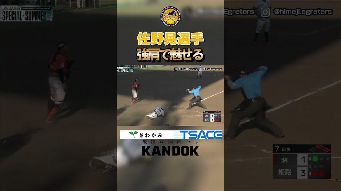 【姫路イーグレッターズ】佐野晃選手のバックホーム！ #shorts