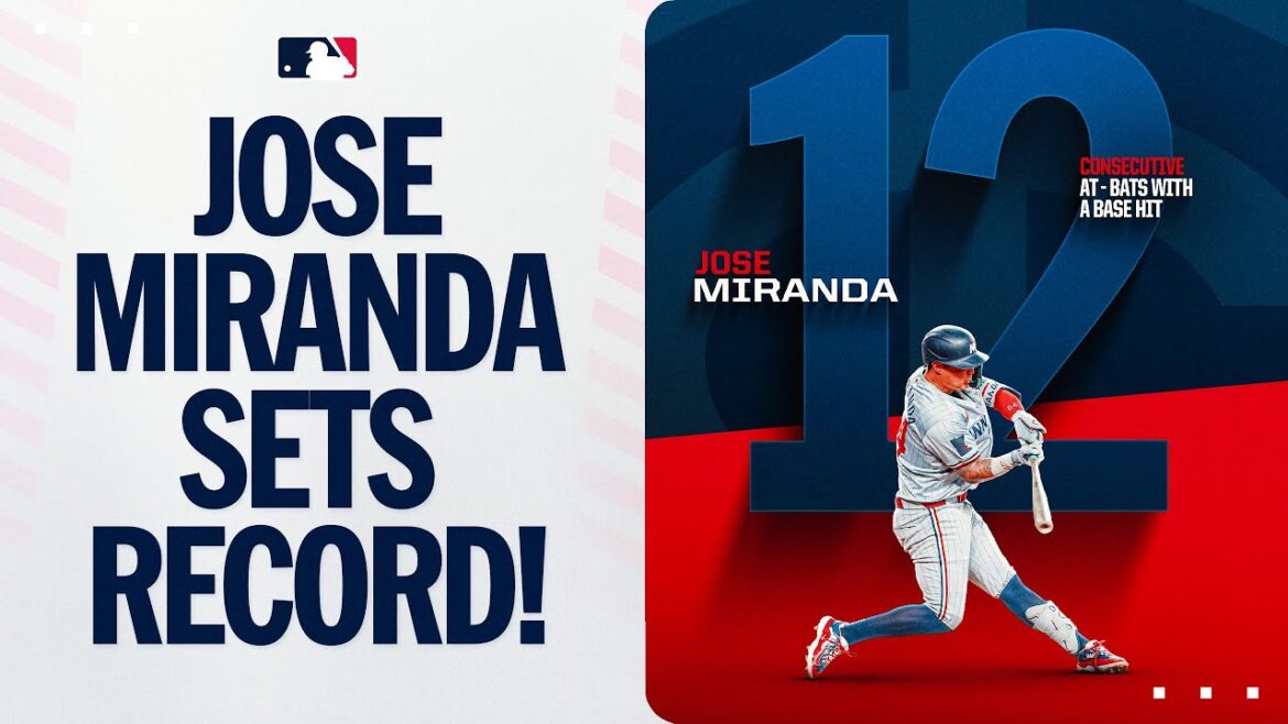 12 hits in consecutive at-bats for Jose Miranda! (Longest streak in the Expansion Era)