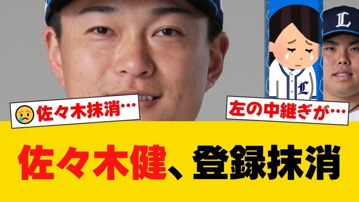【西武】佐々木健の登録を抹消。8月3日のロッテ戦で勝ち越しタイムリーを浴び敗戦投手となり、今季3敗目。中継ぎ左腕の不振に苦しむチーム状況にファンからは厳しい声も。【西武ファンの反応】【L速報】 【西武】佐々木健の登録を抹消。8月3日のロッテ戦で勝ち越しタイムリーを浴び敗戦投手となり、今季3敗目。中継ぎ左腕の不振に苦しむチーム状況にファンからは厳しい声も。【西武ファンの反応】【L速報】