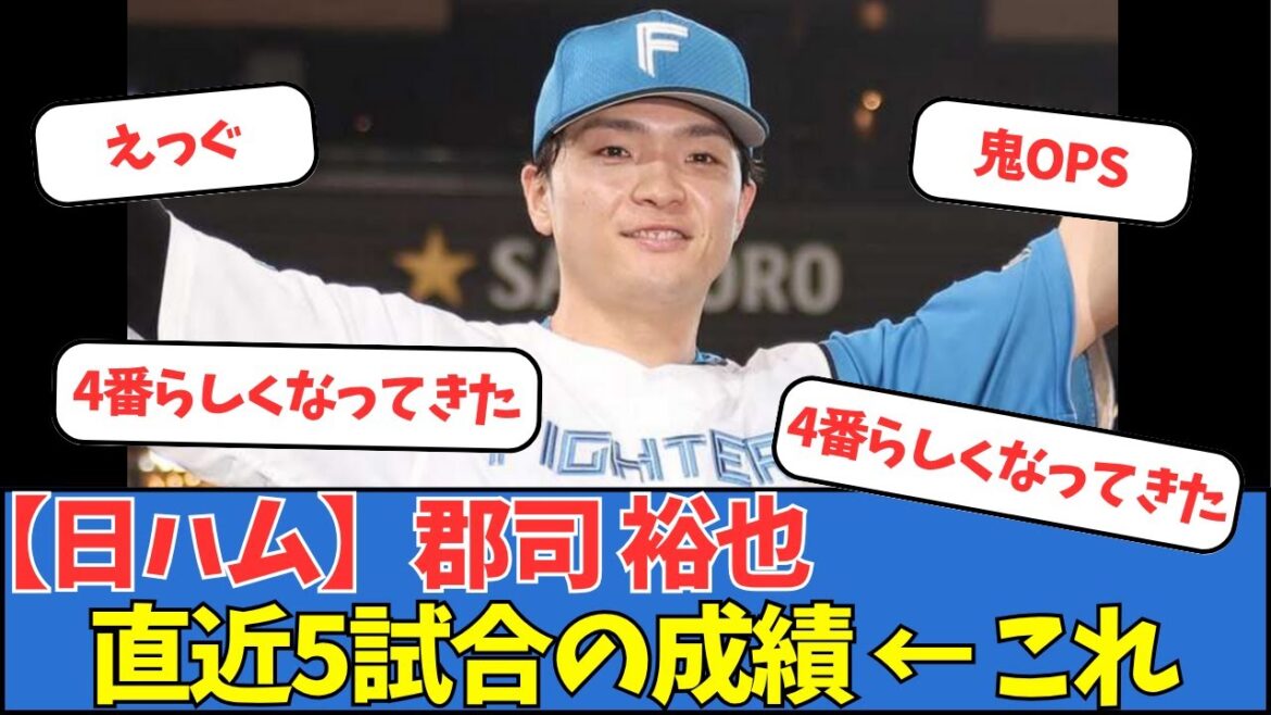 【日ハム】郡司裕也、直近5試合の成績←これ