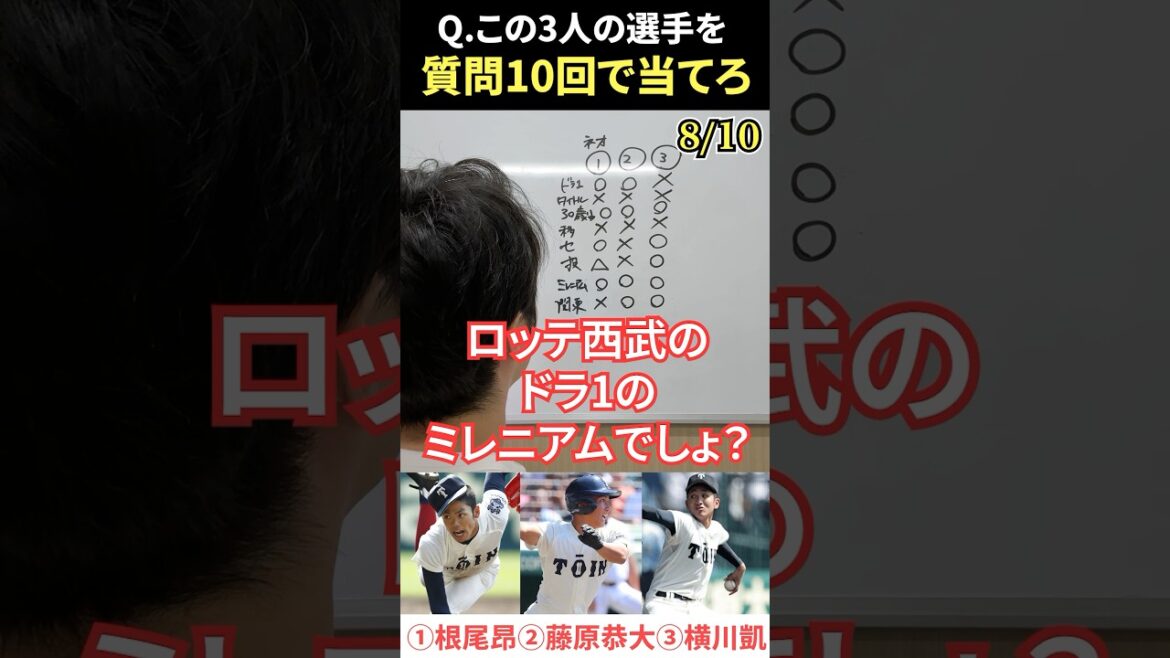 プロ野球アキネーター #プロ野球 #アキネーター #根尾昂 #藤原恭大 #横川凱