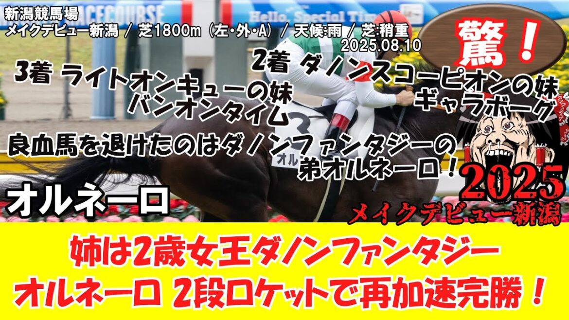 【競馬】 驚き！ メイクデビュー新潟 (2025.08.10・新潟2R) 2025 / オルネーロ