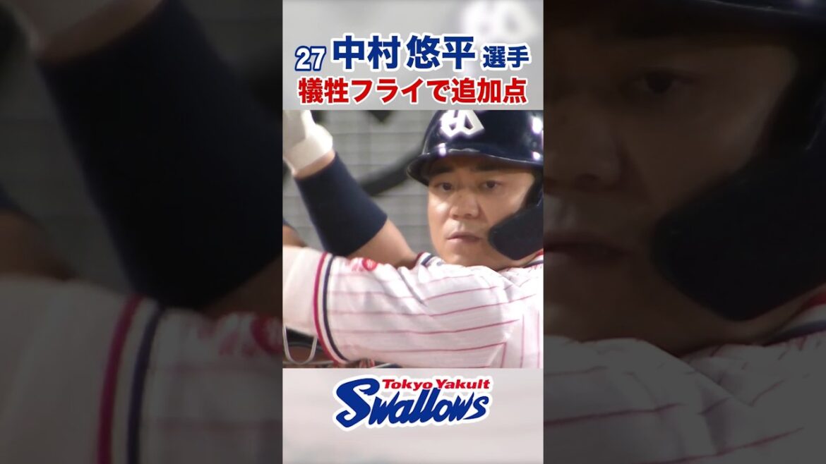 中村悠平選手 犠牲フライで追加点 #swallows #中村悠平 #shorts