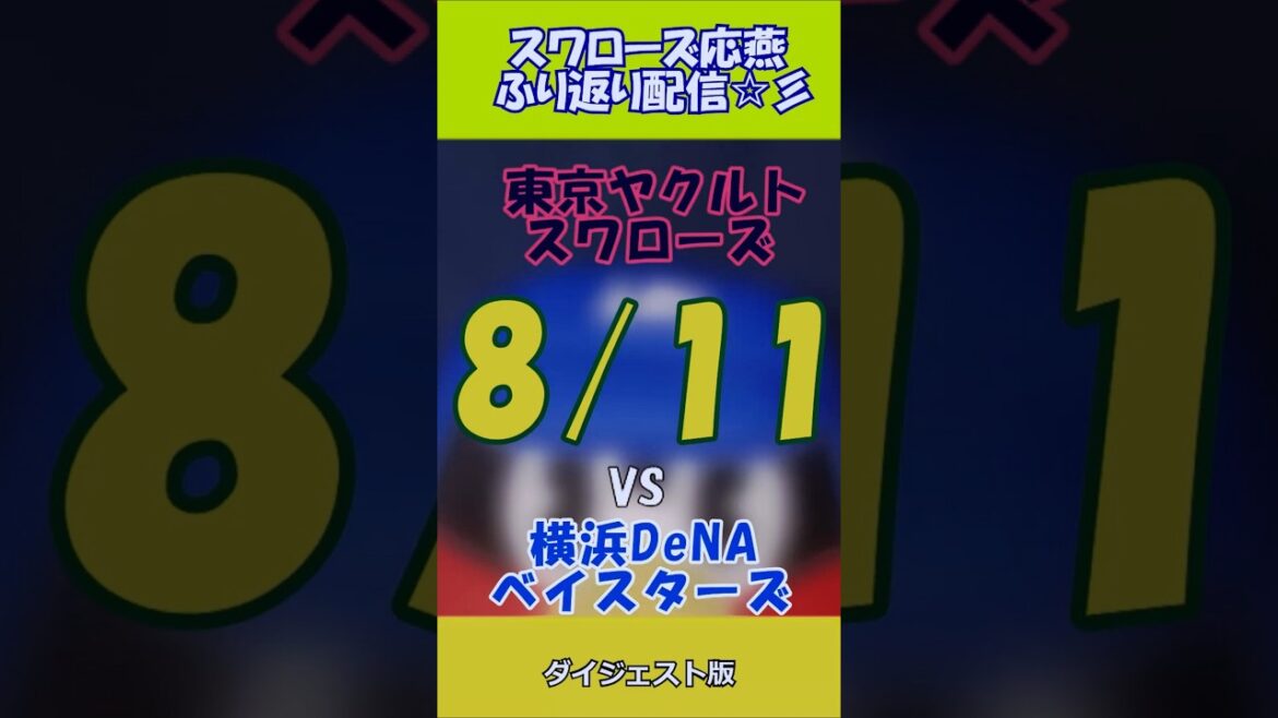 【スワローズ応燕」】８月１１日　横浜DeNAベイスターズ　１６回戦 #プロ野球 #ヤクルトスワローズ #DeNAベイスターズ