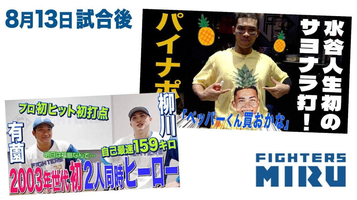 【ファイターズMIRU】水谷&有薗&柳川の8/13試合後インタビュー
