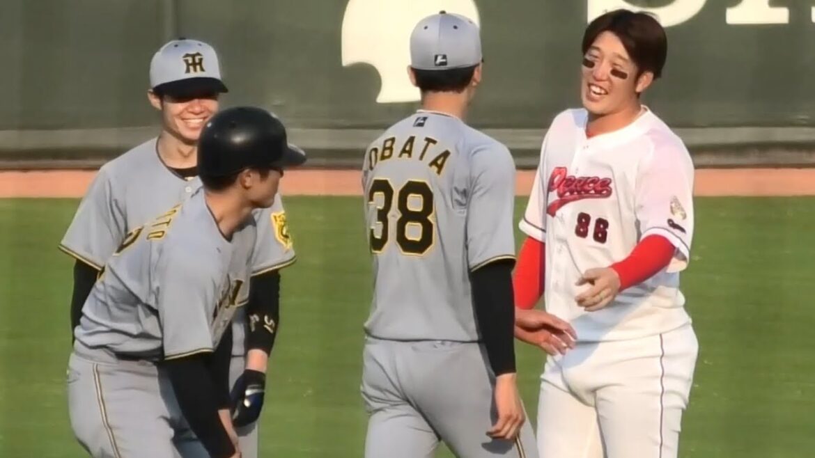 小園海斗に歩みよる阪神坂本、中野、そして仲良しの小幡竜平！広島東洋カープvs阪神タイガース 2025年8月13日