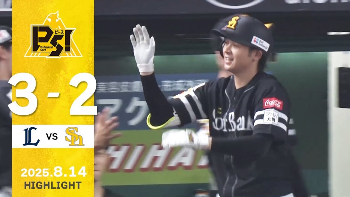 【ハイライト】川瀬が2ランホームランを含む猛打賞の活躍！8月14日（木）vs埼玉西武