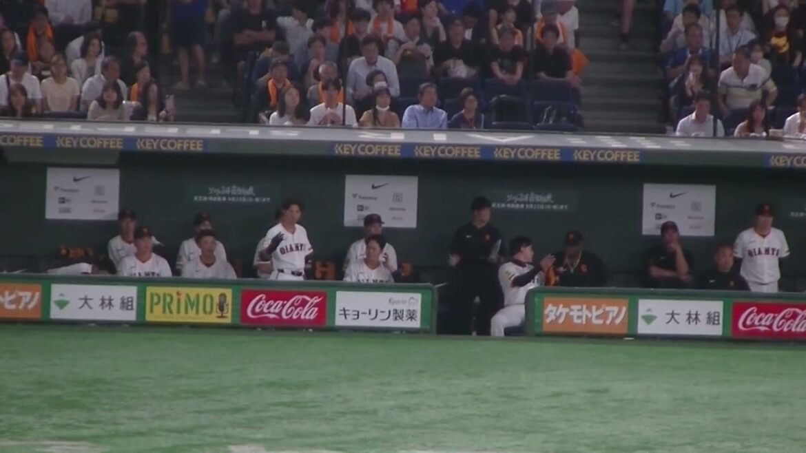 オコエ瑠偉のヒットに喜ぶ巨人ベンチの選手たち【読売ジャイアンツ対 横浜DeNAベイスターズ2025年6月27日】