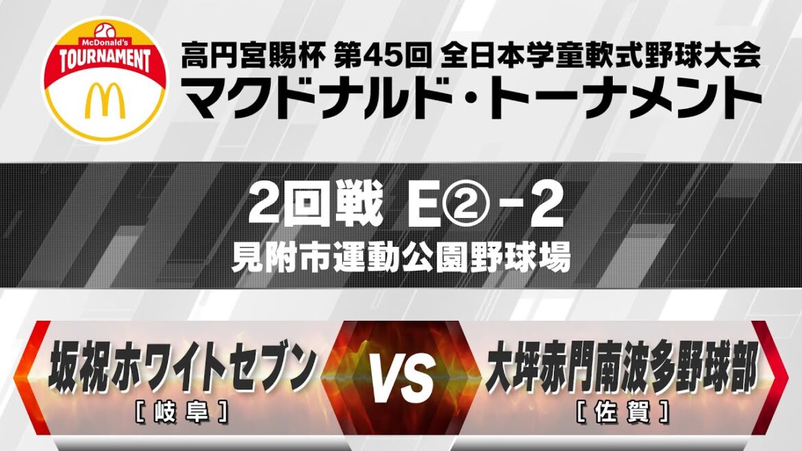 【2回戦:見附市運動公園野球場 2試合目】E②-2【岐阜】坂祝ホワイトセブン vs 【佐賀】大坪赤門南波多野球部