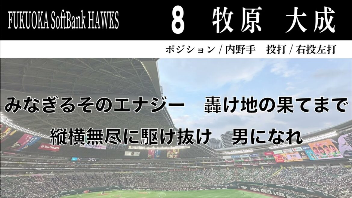 【ホークス】8牧原大成応援歌【小春六花AI、フリモメンAI】