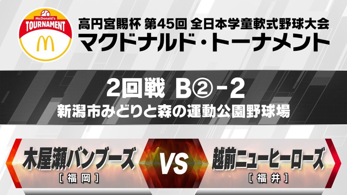 【2回戦:新潟市みどりと森の運動公園野球場 2試合目】B②-2【福岡】木屋瀬バンブース vs 【福井】越前ニューヒーローズ