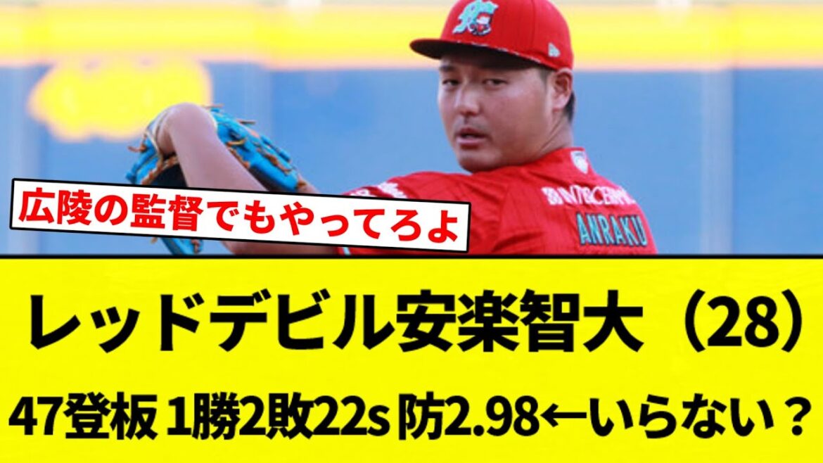 【議論】レッドデビル安楽智大（28）47登板 1勝2敗22s 防2.98　←いらない？【プロ野球反応集】【2chスレ】【なんG】