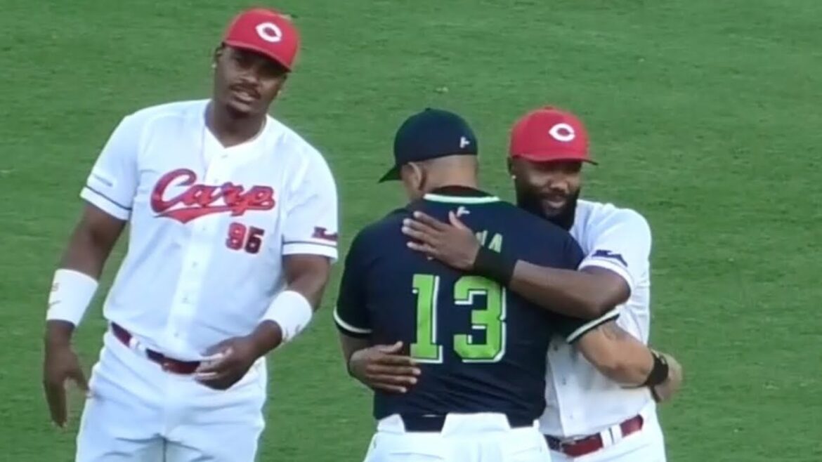 ファビアン&モンテロがヤクルトオスナとハグして談笑しながらストレッチ！広島東洋カープvs東京ヤクルトスワローズ 2025年8月15日