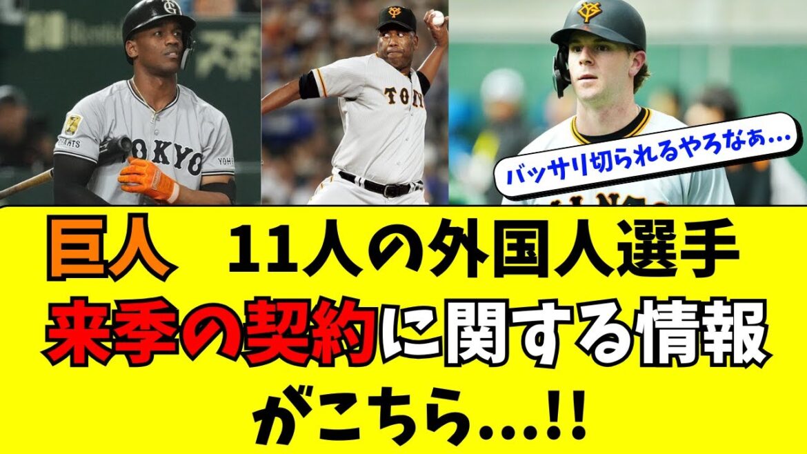【巨人】外国人選手11名の来年の契約に関する情報がこちら