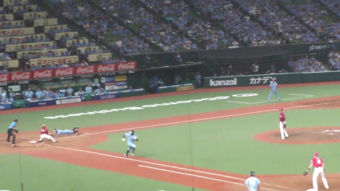 楽天 村林一輝 バックホームアウトでナイスプレー　西武 vs 楽天　2025年8月9日(土) ベルーナドーム