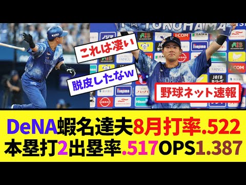 DeNA蝦名達夫8月打率.522本塁打2出塁率.517OPS 1.387【ネット反応集】 DeNA蝦名達夫8月打率.522本塁打2出塁率.517OPS 1.387【ネット反応集】