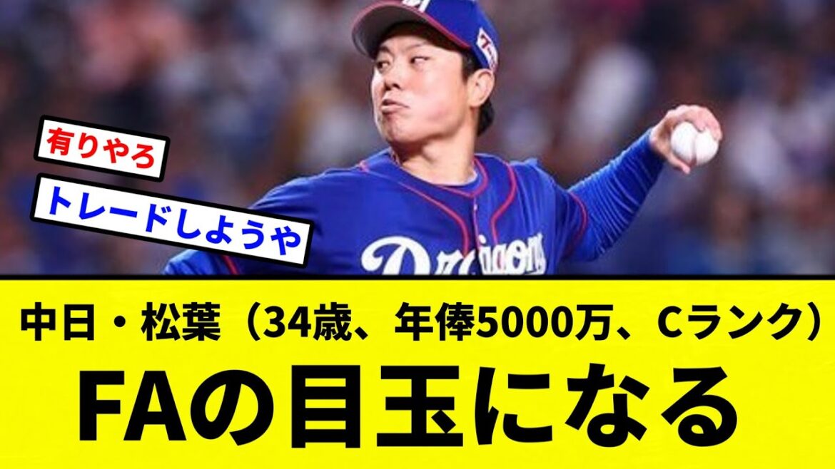 【松葉は目玉になってんねん！】中日・松葉（34歳、年俸5000万、Cランク）、FAの目玉になる　【プロ野球反応集】【2chスレ】【なんG】