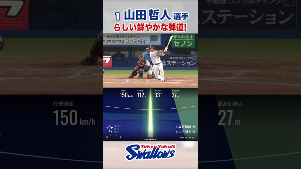 山田哲人選手らしい鮮やかな弾道！ #swallows #山田哲人 #shorts