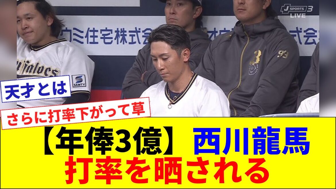 【年俸3億】西川龍馬 限界突破した打率を晒される