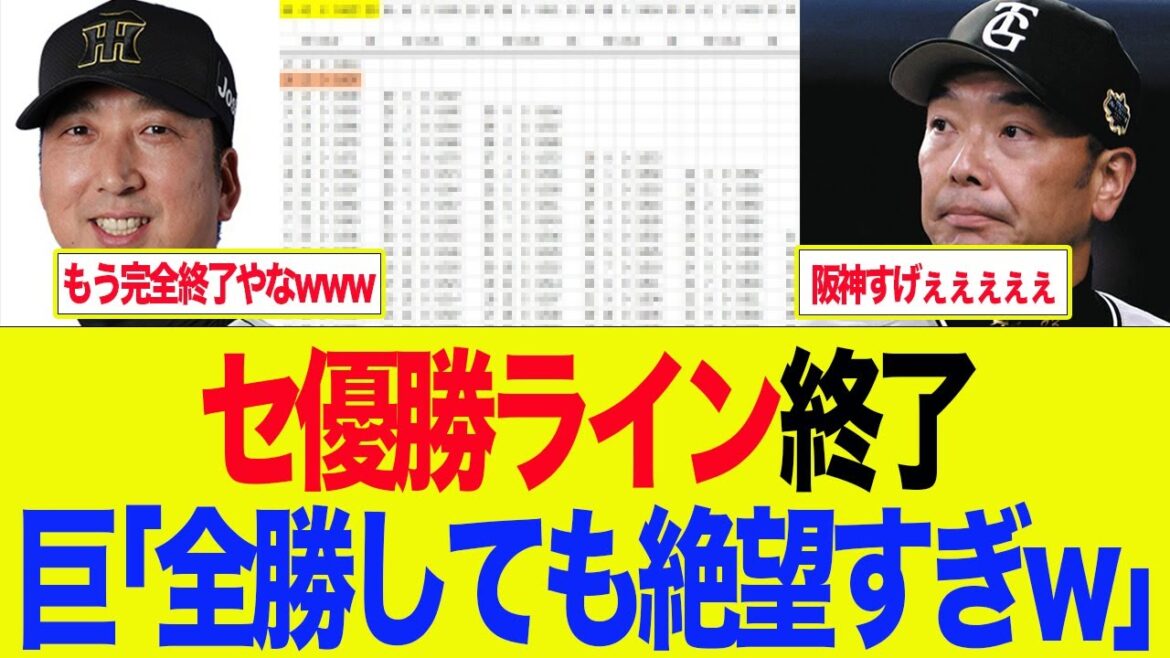 【阪神】M16最新版　セ優勝ラインが完全に終了してる件　　プロ野球ファンの反応集