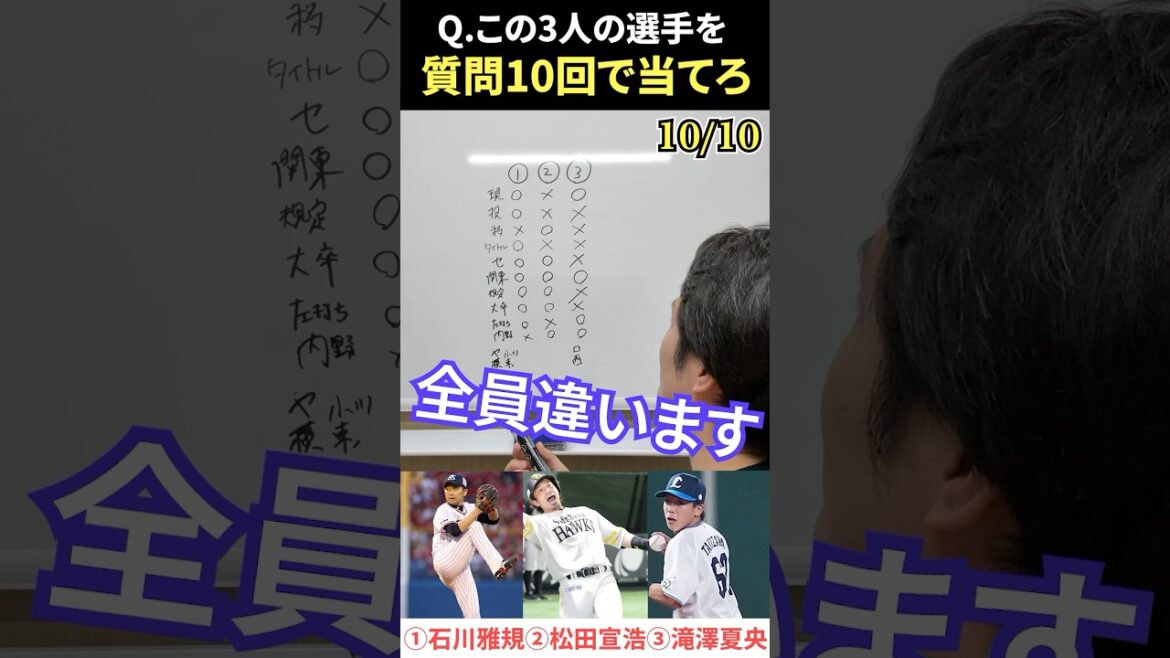 プロ野球アキネーター #プロ野球 #アキネーター #石川雅規 #松田宣浩 #滝澤夏央