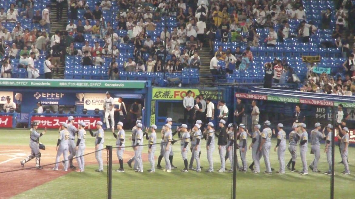 阪神タイガース ハートウィグが赤羽由紘を空振り三振に打ち取り試合終了 M16　ヤクルト 1 - 8  阪神　2025年8月24日(日)　神宮球場