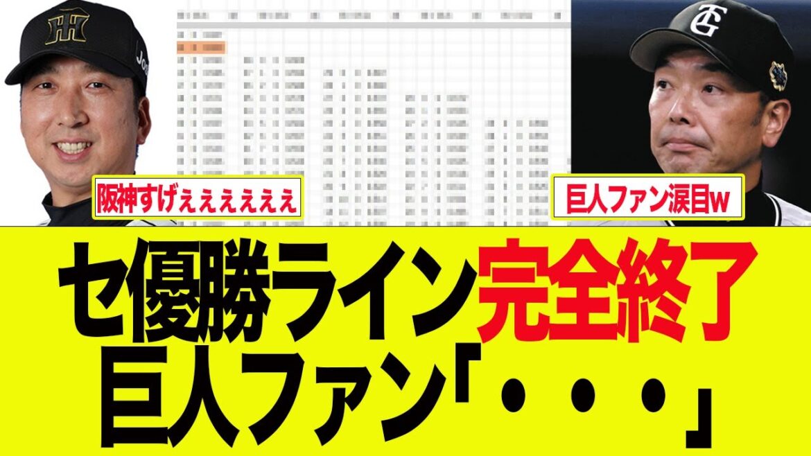 【阪神】M14最新優勝ラインが完全終了してる件　プロ野球ファンの反応集