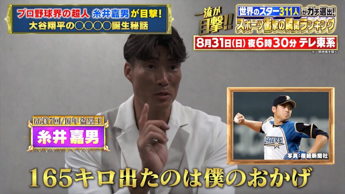 プロ野球界の超人 糸井嘉男が目撃!大谷翔平の〇〇〇〇誕生秘話|スポーツ衝撃の瞬間ランキング【テレ東 8月31日(日)夜6時30分】 プロ野球界の超人 糸井嘉男が目撃!大谷翔平の〇〇〇〇誕生秘話|スポーツ衝撃の瞬間ランキング【テレ東 8月31日(日)夜6時30分】