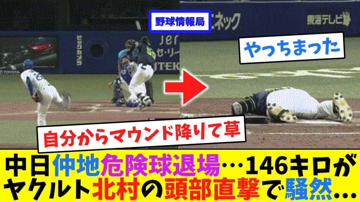 中日仲地危険球退場…146キロがヤクルト北村の頭部直撃で騒然...【ネット情報局】