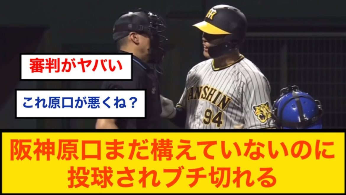 阪神原口まだ構えていないのに投球されブチ切れる