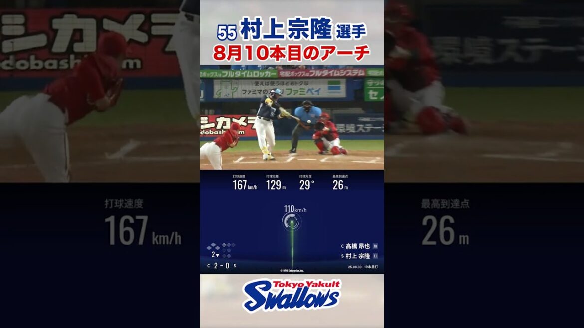 村上宗隆選手 8月10本目のアーチ #swallows #村上宗隆 #shorts