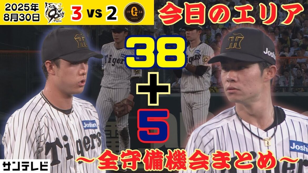 【今日は中野小幡の二遊間！】いつものごとく華麗な身の捌きを披露！安定感抜群！全守備機会ハイライト（2025年8月30日 阪神ー巨人）  #サンテレビボックス席